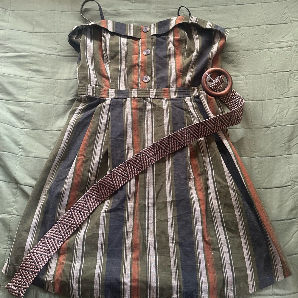 Chic Striped Dress with Belt